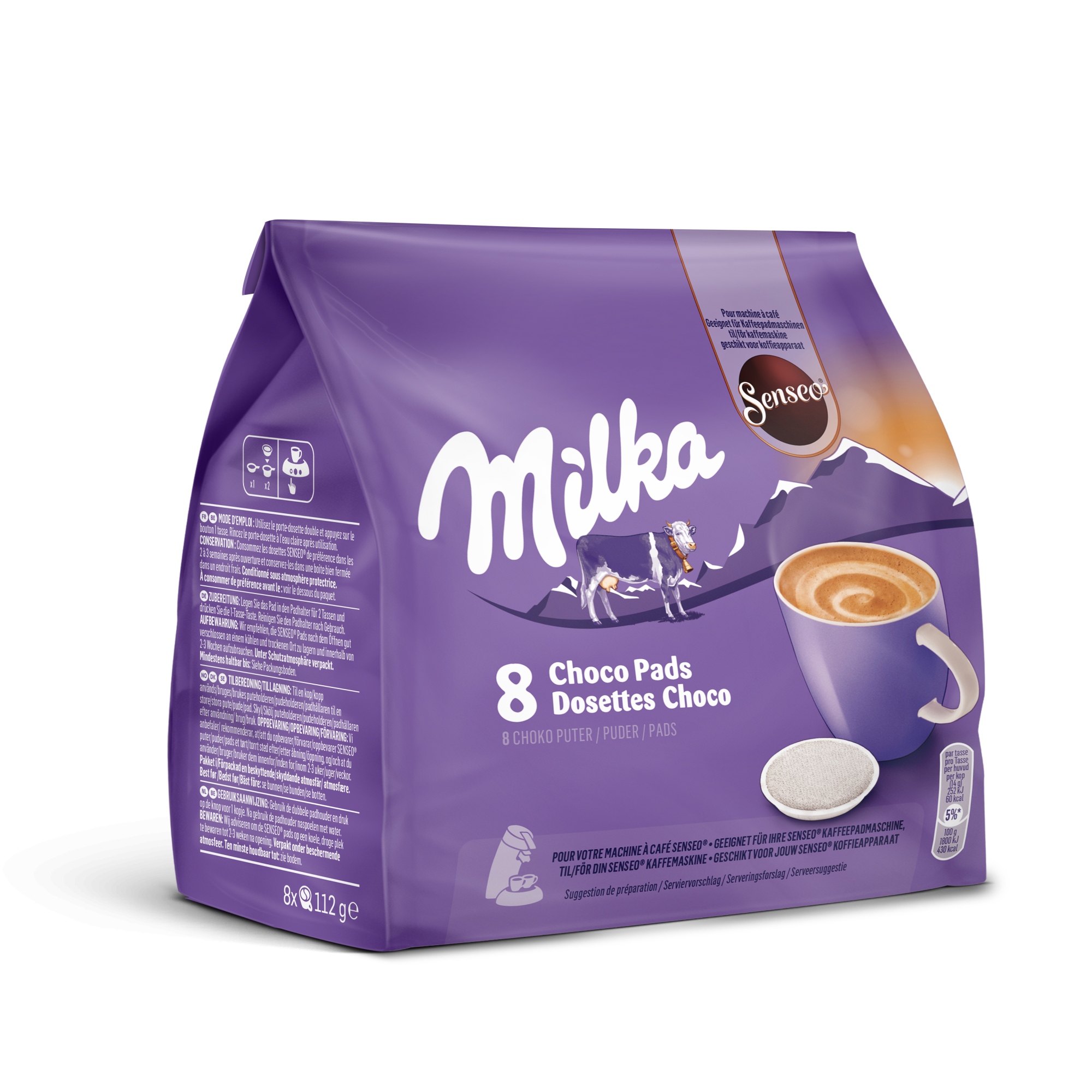 Senseo Milka | 8 kaffepuder | cremet chokoladesmag