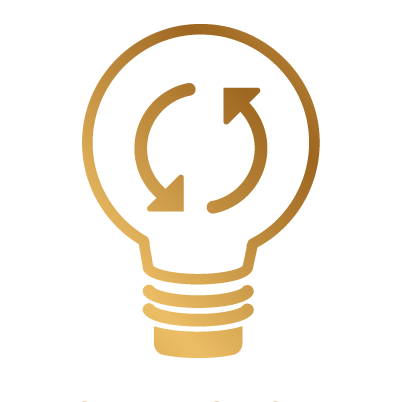 Golden icon light bulb recycling
